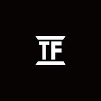 tf logo monogram con plantilla de diseños de forma de pilar vector