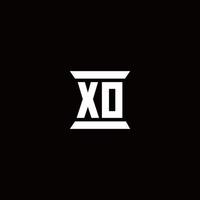 xo logo monograma con plantilla de diseños de forma de pilar vector