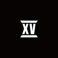 xv logo monograma con plantilla de diseños de forma de pilar vector