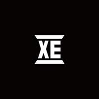 XE Logo monogram with pillar shape designs template vector