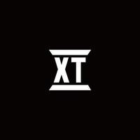 XT Logo monogram with pillar shape designs template vector