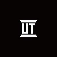 Ut logo monograma con plantilla de diseños de forma de pilar vector