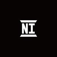 NI Logo monogram with pillar shape designs template vector