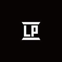 monograma de logotipo lp con plantilla de diseños de forma de pilar vector