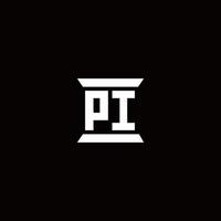 monograma de logotipo pi con plantilla de diseños de forma de pilar vector