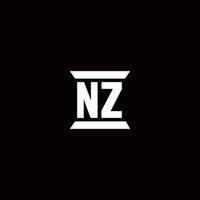 NZ Logo monogram with pillar shape designs template vector