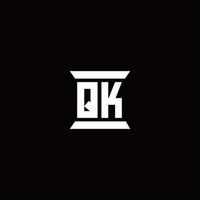 Qk logo monograma con plantilla de diseños de forma de pilar vector