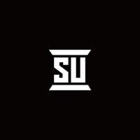 SU Logo monogram with pillar shape designs template vector