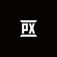 Monograma del logotipo de px con plantilla de diseños de forma de pilar vector