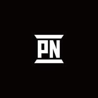monograma de logotipo pn con plantilla de diseños de forma de pilar vector