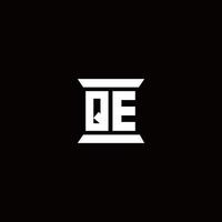 QE Logo monogram with pillar shape designs template vector
