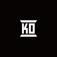 KO Logo monogram with pillar shape designs template vector