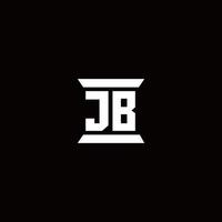 monograma del logotipo de jb con plantilla de diseños de forma de pilar vector