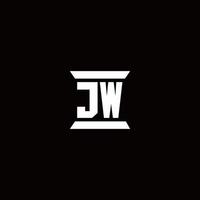 monograma del logotipo de jw con plantilla de diseños de forma de pilar vector