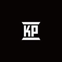 Kp logo monograma con plantilla de diseños de forma de pilar vector