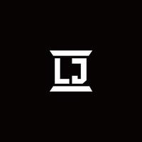 monograma del logotipo de lj con plantilla de diseños de forma de pilar vector
