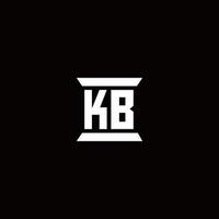 kb logo monograma con plantilla de diseños de forma de pilar vector