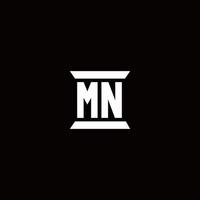 MN Logo monogram with pillar shape designs template vector