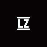 LZ Logo monogram with pillar shape designs template vector