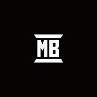 MB logo monograma con plantilla de diseños de forma de pilar vector