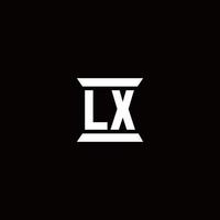 monograma de logotipo lx con plantilla de diseños de forma de pilar vector