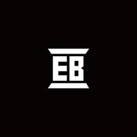 monograma del logotipo de eb con plantilla de diseños de forma de pilar