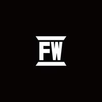 Fw logo monograma con plantilla de diseños de forma de pilar vector