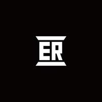 ER Logo monogram with pillar shape designs template vector