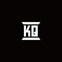 KQ Logo monogram with pillar shape designs template vector