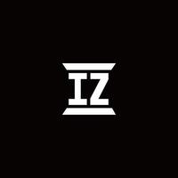 IZ Logo monogram with pillar shape designs template vector