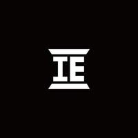 IE Logo monogram with pillar shape designs template vector
