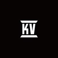 KV Logo monogram with pillar shape designs template vector