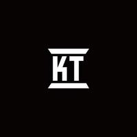 Kt logo monograma con plantilla de diseños de forma de pilar vector