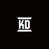 Kd logo monograma con plantilla de diseños de forma de pilar vector