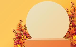3d podium products with geometric forms autumn holiday vector