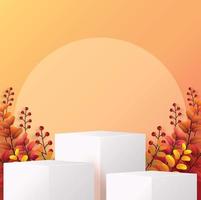 3d podium products with geometric forms autumn holiday vector