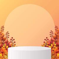 3d podium products with geometric forms autumn holiday vector