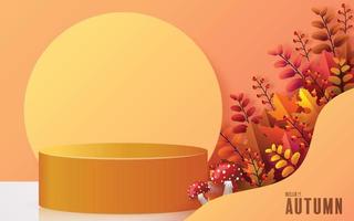 3d podium products with geometric forms autumn holiday vector