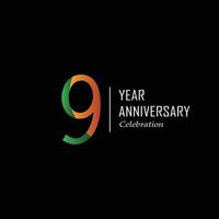 9 year anniversary logotype color for celebration vector