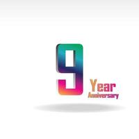 Color del logotipo de aniversario de 9 años para celebración vector
