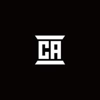 monograma del logotipo de ca con plantilla de diseños de forma de pilar