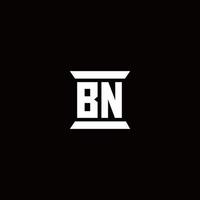 BN Logo monogram with pillar shape designs template vector