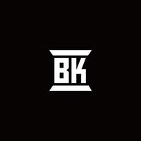 monograma de logotipo bk con plantilla de diseños de forma de pilar vector