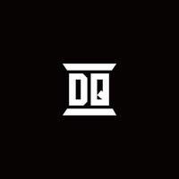 DQ Logo monogram with pillar shape designs template vector