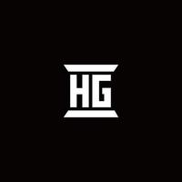 monograma del logotipo de hg con plantilla de diseños de forma de pilar vector