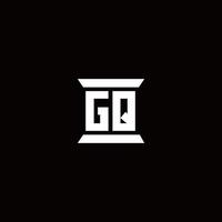 monograma de logotipo gq con plantilla de diseños de forma de pilar vector