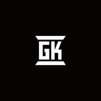 monograma de logotipo gk con plantilla de diseños de forma de pilar vector