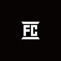 monograma del logotipo de fc con plantilla de diseños de forma de pilar vector