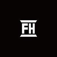 Fh logo monograma con plantilla de diseños de forma de pilar vector