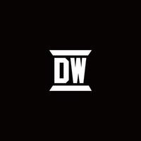 Dw logo monograma con plantilla de diseños de forma de pilar vector